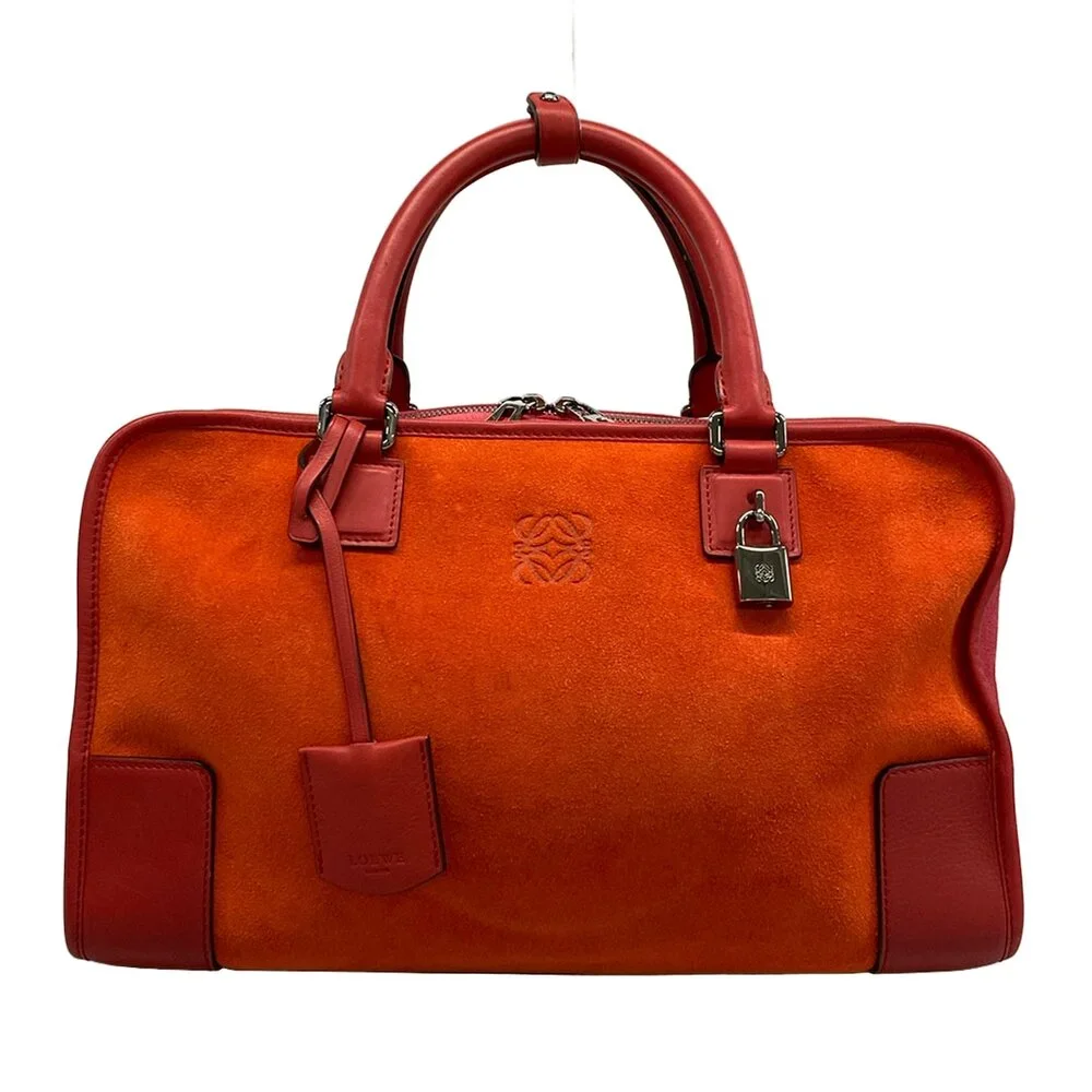 Loewe Amazona 36 Handbag Red Pink Suede Leather